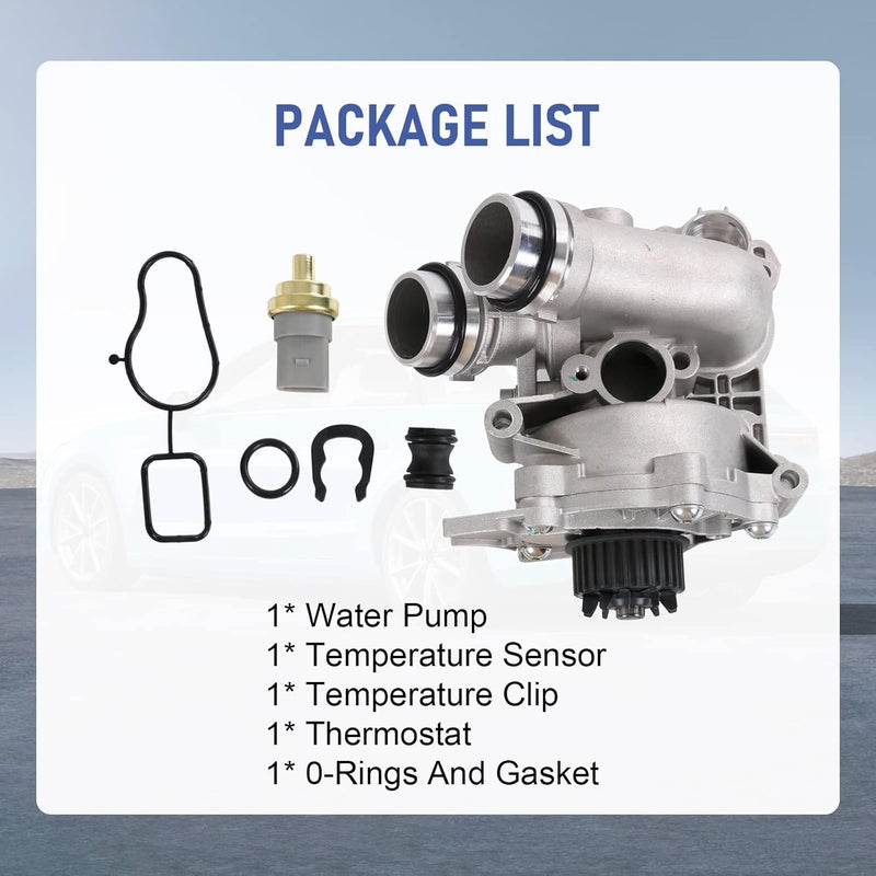 RALBDX Aluminum Electric Engine Water Pump Assembly Compatible with Audi A3 A4 A5 A6 Q3 Q5 TT VW Beetle CC Eos GTI Jetta Passat Tiguan 2.0T TSI Engine Replaces# 06H121026CQ 06H121026AB 06H121026T - Image 2